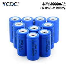 CR123A CR17345 K123A VL123A DL123A 5018lc에 대 한 2/4/6/8/10Pcs 16340 배터리 3.7V 2000mAh 리튬 충전식 리튬, 1개, 6개입, 단일