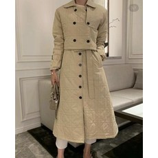 썸데썸원 겨울 롱 패딩 원피스 자켓세트 퀼팅 누빔 원피스