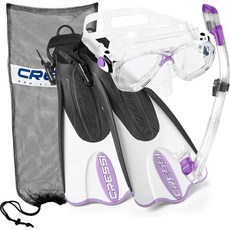 Cressi Palau Mask 핀 스노클 세트 스노클링 기어 백 라일락 S / M | (남성 4-7) (여성 5-8), 단일옵션