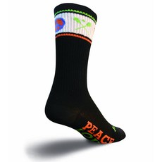SockGuy Crew 8in LAX Peace Love Padded Lacrosse So SockGuy 크루 8인치 LAX 피스 러브 패딩 라크로스 양말(피스 러브 블랙 - S/