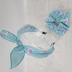 유아동 여아 산리오 시나모롤 캐릭터 헤어밴드 곱창 세트 키즈 토끼 머리띠