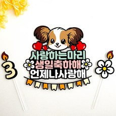 반려견케이크토퍼 강아지생일 파피용강아지