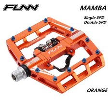 FUNN MAMBA-Pedal para bicicleta de montaña aleación CNC plataforma plana personal doble SPD Enduro T, 주황색 단일 SPD