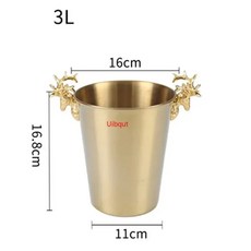 KTV 와인 냉각기 병 쿨러 맥주 아이스 배럴 실버 골드 유럽 스타일 샴페인 사슴 머리 버킷, [01] Gold 3L, 1개