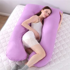 범용 순면 베개 허리 사계절 등받이 지지대 U자형 신체 쿠션 임산부, Cotton Purple