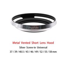 범용 금속 나사 장착 통풍 광각 렌즈 후드 실버 카메라 사진 액세서리 37mm 3940mm 43mm 46mm 49mm 52mm 55mm 58mm, 없음