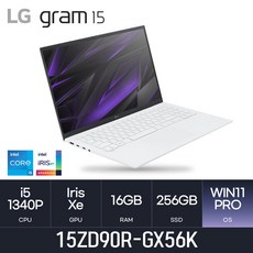 LG전자 2023 그램15 15ZD90R-GX56K - 초경량 최신식 노트북 *사은품증정*, W, 코어i5, 256GB, 16GB, WIN11 Pro