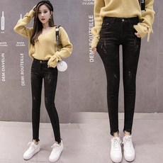 스키니 하단 찢청 Q13