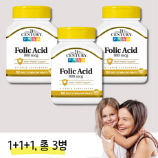 21센추리 엽산 800mcg 180정 3병 칼슘 임신준비, 3개