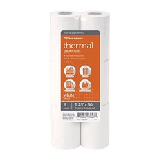 Office Depot® Brand 감열지 롤 6.4cm x 15.2m(2 1/4인치 x 50피트) 화이트 6개 팩, Office Depot® Brand 감열지 롤, 6.