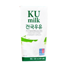 건국유업 건국우유 KU 밀크 멸균우유 200ml 48팩, 48개
