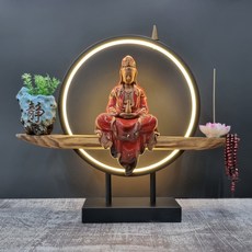 LED 천수관음 미니 불상 관세음보살상 불교 부처상, 불상 세트(레드)