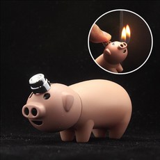 크리 에이 티브 더블 불꽃 피기 라이터 재충전 용 부탄 가스 담배 라이터 핑크 돼지 장식품 흡연자를위한 화재 라이터|담배 액세사리|