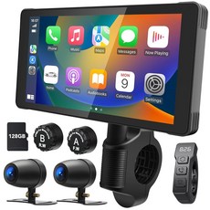 Weuaste 361897 오토바이 DVR: 무선 카플레이 안드로이드 자동 TPMS 5.5인치 방수 터치스크린 듀얼 HD 1080P 카메라 블루투스 자동차 GPS 시리 구글 어시스, Weuaste 361897 오토바이 DVR: 무선 카플, 1개