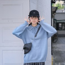 폴로 넥 풀오버 니트 스웨터 여성 가을겨울