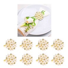냅킨 링스 진주 꽃 냅킨 버클 펄 실버 골드 웨딩 크리스마스 생신 냅킨 링은 Pearl Flower Napkin Rings Serviette Buckle Gold Silver, 스타일 2-8 PCS, 1개