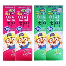 해호 뽀로로 안심치약 딸기향+사과향, 80g, 2세트