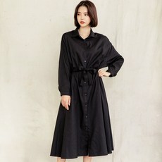 M835 루즈핏 벨트 셔츠형 롱 아우터 원피스