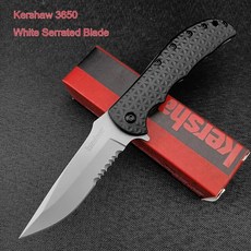 Kershaw 3650 볼트 II 보조 접이식 포켓 나이프 속도 안전 8Cr13Mov 블레이드 나일론 웨이브 섬유 핸들 플리퍼 자기 방어, [03] White Serrated Blade, 1개