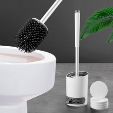장사부 화장실 실리콘 변기 청소솔 욕실 벽걸이 청소용품 청소기, 1개, 스타일: 일반 / 컬러: 벽걸이형블랙
