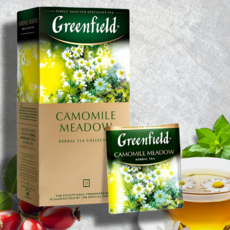 Greenfield Травяной чай Chamomile Meadow с шиповником и мелиссой, 25 пакетиков