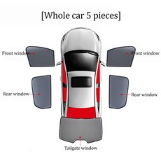 도요타 호환 RAV4 XA50 RAV 4 용 마그네틱 자동차 차양 실드 전면 앞유리 커튼 후면 측면 창문 바이저, 5PCS Front Rear Back