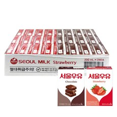 서울우유 초코우유 + 딸기우유 (각 12개씩 총 24입), 1세트