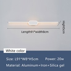 모던 led 거울 욕실 조명 70/90/110cm 집 장식용 벽 램프 욕실 거울 화장대 벽 돌출 조명 화이트 블랙, White L900mm, Warm White