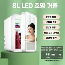 미니냉장고 미용 케어 화장품냉장고 스킨 보관 소형 휴대용 음료 기숙사, 8L LED+거울