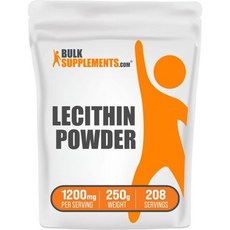 BulkSupplements .com 대두 레시틴 분말 - 보충제 1200mg 식품 등급 글루텐 프리 1회 제공량당 1200mg 250g(8.8온스) (1팩), 208 Servings (Pack of 1), 250g, 1개