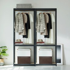 상도가구 몬스터랙행거1600x400x2160 3단 드레스룸 옷장, 아이보리