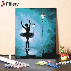 FiIIery DIY명화그리기 피포페인팅 풍경화 인물화그리기 그림그리기 세트 40 x 50cm, 48-발레 걸 G