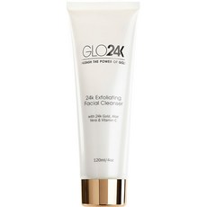 24k 골드 알로에 베라 비타민이 함유된 GLO24K 각질 제거 세안제. 빛나고 정화되고 상쾌해 보이는 피부를 위해.