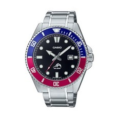 카시오 아날로그 청새치 다이버 시계 MDV-106B-2AVCF, Stainless Steel Bracelet, Blue/Red/Silver, 1개