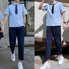 스카이블루 교복몰 (대여) 블랙라인 반팔셔츠 남자