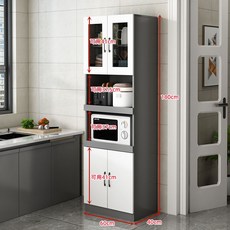 주방 그릇 장식장 수납장 틈새 진열장 찬장 홈카페 부엌 팬트리장 인테리어 정리함 조립식, 사문, 그레이 장형