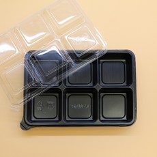 직사각 6찬용기 600개set 바디뚜껑셋트제품 제과용기, 1box, 600개입