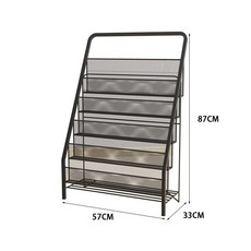 6단 철제잡지꽂이 동화책 만화책 보관함 거치대 전단지 카탈로그 진열대 리플렛거치대, 블랙 라지