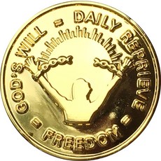 Gods Will = Daily Reprieve = Freedom AA 골드 톤 Sobriety 메달리온 칩, Gods Will = Daily Reprieve = F, 1개