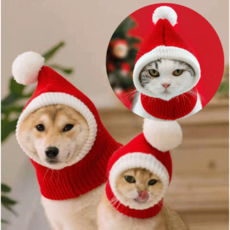 little_corni 크리스마스 강아지 고양이 산타 모자 망토