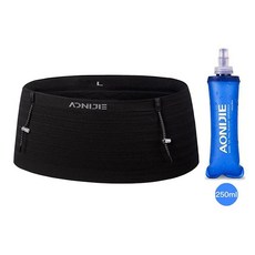 AONIJIE 여성 및 남성용 250ml 소프트 플라스크가 있는 러닝 벨트 경량 미끄럼 방지 블랙 패니 팩 모든 크기의 휴대폰 여권 등에 적합 플라스크, L