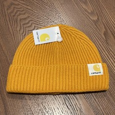 carhartt 칼하트 비니 와치캡 숏 골지 니트 코튼 커프 비니, 노랑, 황색