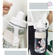 Barnidi 1L 2L 대용량 휴대용 헬스 빨대 보틀 텀블러, 화이트600ml+스트로+스트랩