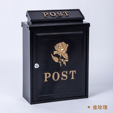 우체통 별장 우편함 실외 방수 벽걸이 포함자물쇠 빅사이즈 의견함 아이디어 유럽식 복고, T04-골든로즈