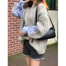겨울 루즈핏 스트라이프 남방 셔츠 꽈배기 니트