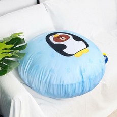 라인프렌즈 펭고 얼굴 원형 대방석, 블루