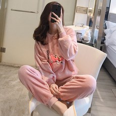 에블린 무인양품 공주 짱구 커플 동물 수면 잠옷 파자마2020 새로운 산호 벨벳 여성