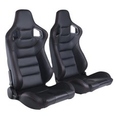 EPMAN 레이싱 스포츠카 시트 리클라이너블 블랙 스트립 PVC 가죽 왼쪽 오른쪽 버킷 JBR1041BK, 1개