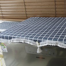 쭈앙 체크 김치냉장고커버 2도어 뚜껑형 김치 냉장고덮게