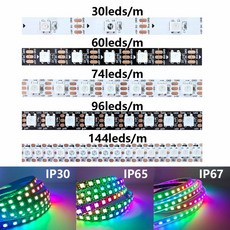 DC5V WS2812 WS2812B Led 스트립 검정 흰색 PCB 30/60/74/96/144leds/m RGB 개별적으로 주소 지정이 가능한